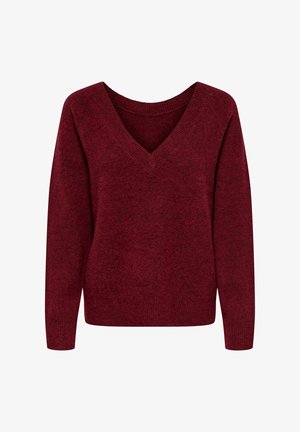 ONLY, ONLRENE LS V-NECK REVERSIBEL KNT NOOS - Strickpullover - cabernet