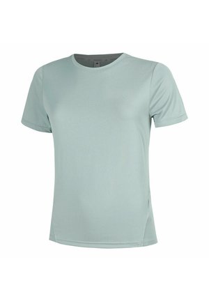 Lichtgrijs sportief T-shirt met korte mouwen en ronde hals, getoond tegen een effen witte achtergrond.
