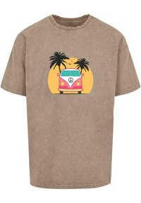 Merchcode SUMMER VAN ACID WASHED - Tricou cu imprimeu - darkkhaki