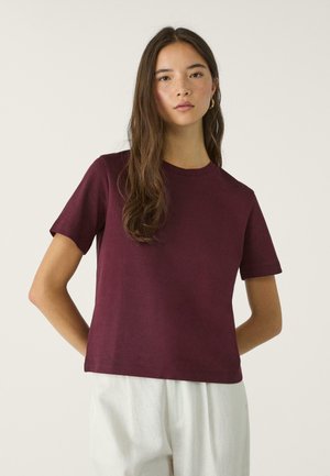 Stradivarius REGULAR FIT - Basic T-shirt - dark red