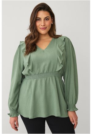 MIT RÜSCHEN - Bluse - grün