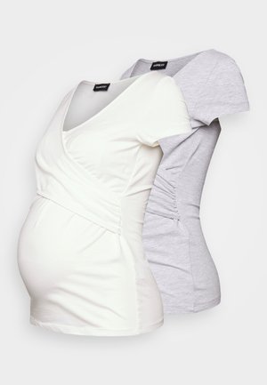 Even&Odd Maternity 2PACK - Camiseta básica - off-white/ mottled-grey