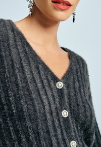 Next SOFT TOUCH FLUFFY V-NECK - Kardigan - grey charcoal