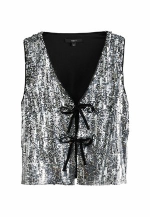 Next REGULAR FIT TIE FRONT SEQUIN  - Weste - silver