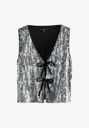 Next REGULAR FIT TIE FRONT SEQUIN - Veste - silver