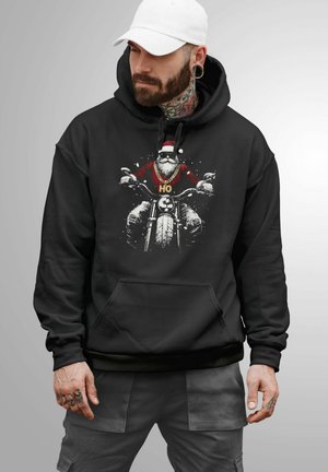 Neverless WEIHNACHTEN AUFDRUCK SANTA BIKER MOTORRAD FASHION STREETSTYLE - Kapuzenpullover - schwarz