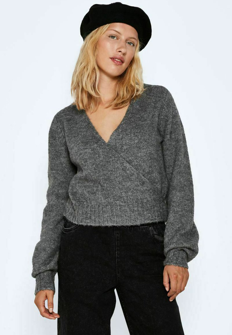 Damen Strickjacken | Noisy May BALLONÄRMEL Strickpullover medium grey melange/dunkelgrau - NB34306 Damen Strickjacken | Noisy May BALLONÄRMEL Strickpullover medium grey melange/dunkelgrau - NB34306