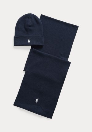 Polo Ralph Lauren, RIB-KNIT COTTON BEANIE & SCARF GIFT SET UNISEX SET - Écharpe - dark blue