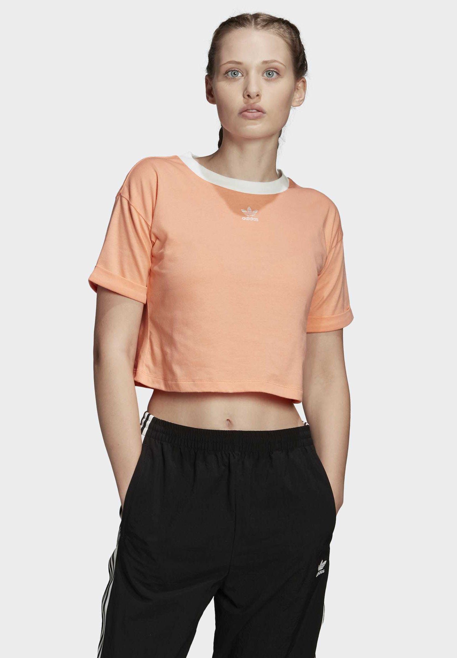 adidas Originals CROP TOP T shirts med print orange adidas Originals CROP TOP - Topper - red