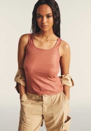 IN COATED CON SCOLLO AMPIO - Top - light mahogany