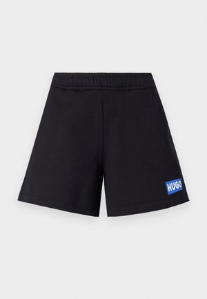Mustad lühikesed püksid, millel on mugav lõige, elastne vöökoht ja sinine "HUGO" logo vasakul reiel; valmistatud pehmest ja hingavast materjalist.