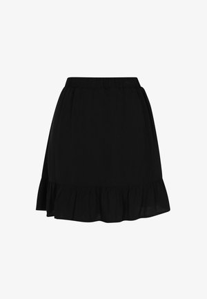 Črna krila do kolen z volančkom na robu, izdelana iz lahkega materiala; ima elastičen pas za udobje.