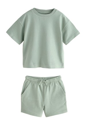 Next TEXTURED SHORT SLEEVE SET - Shorts - sage green