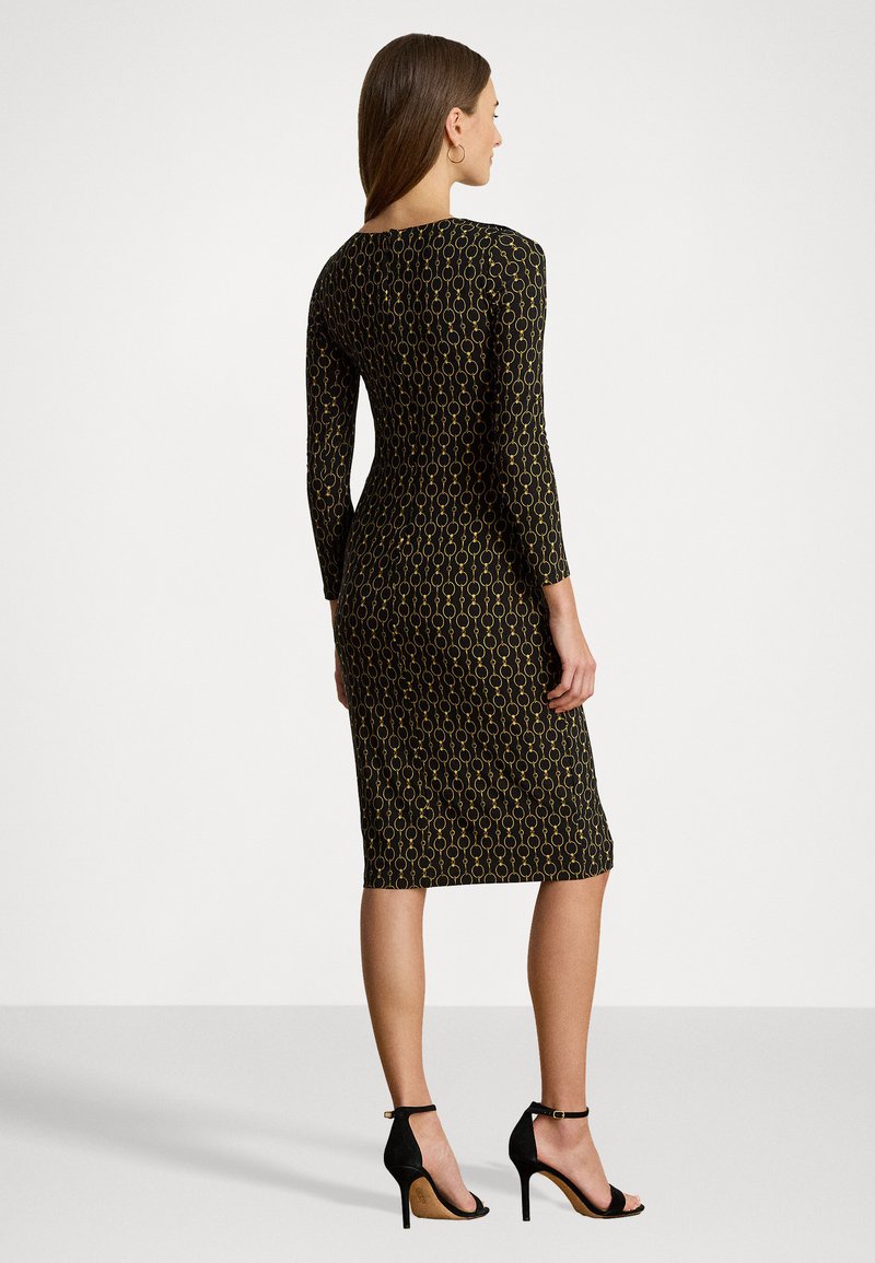 Lauren Ralph Lauren ROMEE CHAIN PRINT THREE QUARTER SLEEVE DRESS - Jersey  dress - black/gold-coloured/black - Zalando.ie