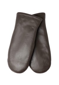 Presine in pelle marrone con una texture liscia, bordi arrotondati e un design minimalista, adatte per maneggiare oggetti caldi.