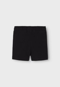 Black cotton shorts with an elastic waistband, featuring a simple design and no additional pockets or embellishments.