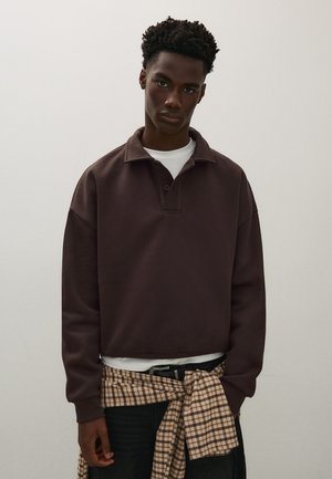Bershka, LONG SLEEVE POLO - JERSEY - Polo - brown