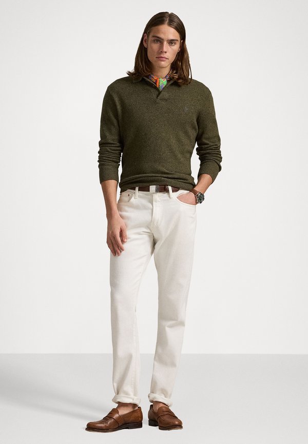WOOL-COTTON POLO-COLLAR SWEATER - Jumper - cargo olive heather3