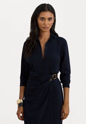 BUCKLE-TRIM GEORGETTE SHIRTDRESS - Rochie tip cămașă - lauren navy