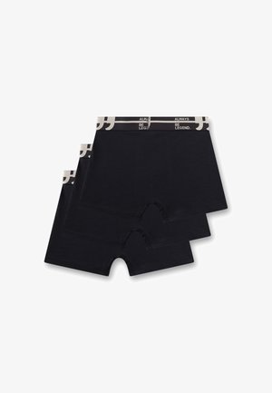 Three pairs of black boxer briefs stacked, featuring beige waistbands with text "ALWAYS BE LEGEND." in uppercase letters.