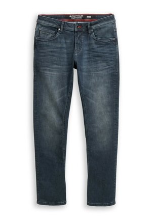 Tmavě modré džíny s tapered střihem, s mírným vyblednutím, předními kapsami a logem TOM TAILOR na kapse na mince. Velikost 32/32.