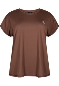 Active by Zizzi - KURZARM - T-shirt basic - chocolate martini Immagine in miniatura 1