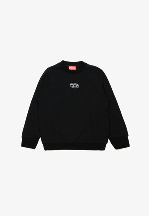 Felpa nera con colletto e polsini a coste. Presenta un piccolo logo argentato sul petto. Realizzata in tessuto morbido, dal design casual.