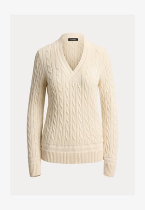 Lauren Ralph Lauren, CABLE KNIT CRICKET SWEATER - Džemper - mascarpone cream