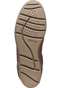 GEOX schoenzool, lichtbruin met een gestructureerd oppervlak, bruine accenten en ventilatiegaten. Bevat horizontale en verticale groeven voor grip.