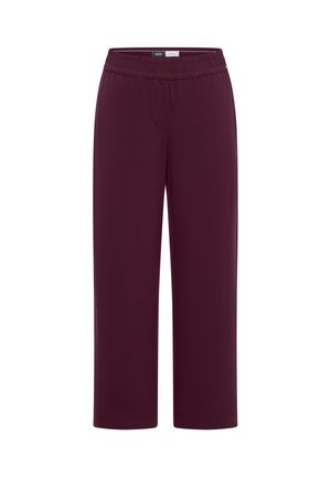 Damebukser med lige ben i mørkelilla med elastisk talje og uden synlige lommer.