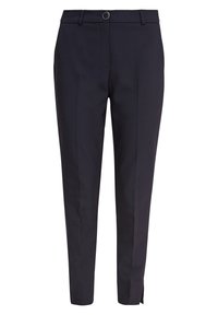 Ušité námořnické kalhoty s hladkým povrchem, slim fit, zapínáním na knoflík a bočními rozparky na lemu pro moderní vzhled.