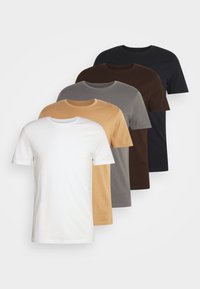 5 PACK - Basic T-shirt - dark grey/white/light brown