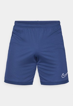 Blue athletic shorts made of lightweight material. Features an elastic waistband and white Nike swoosh logo on the lower side.