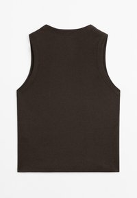 Canotta marrone senza maniche realizzata in morbido cotone. Presenta un collo rotondo e cuciture pulite, con un design semplice e senza motivi.