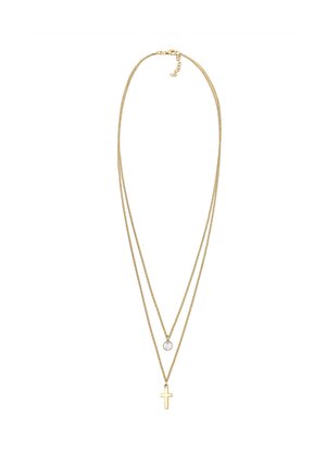 LAYER MOONSTONE CROSS - Ketting - gold-coloured/white