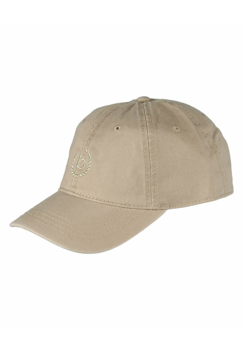 Khaki baseballová čiapka s okrúhlym vrcholom, zakriveným šiltom a vyšitým logom. Vyrobená z bavlneného zmesi s viditeľným šitím.