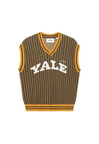 YALE PINSTRIPE V NECK VEST UNISEX - Vesta - duffel bag green/golden yellow