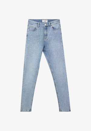 Terranova MEDIO ALL OVER STRASS - Jeans Skinny Fit - blu denim medio