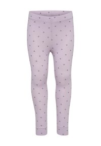 Ljuslila leggings i mjuk bomull, med ett upprepat mörkblått blommönster, med en snug midja och avsmalnande ben.