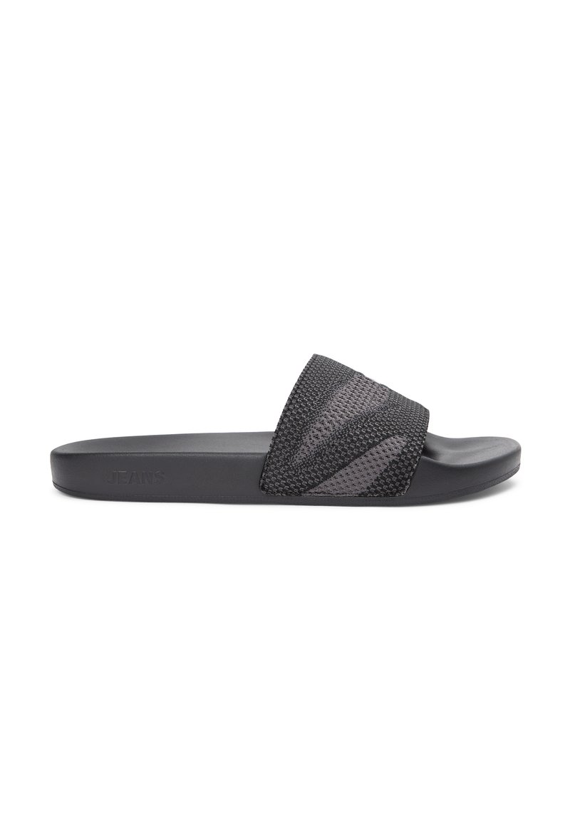 Tommy Jeans JACQUARD STRAP SLIDES - Papuci înot - black/zinc grey/negru ...