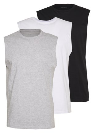 Pier One 3 PACK - Osnovna majica kratkih rukava - grey/white/black