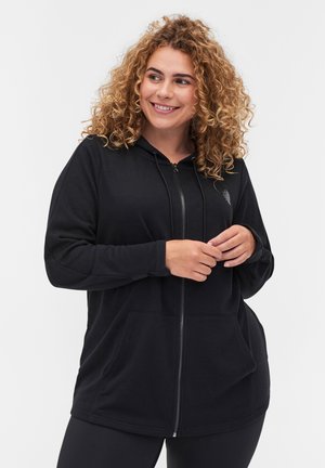 MIT REISSVERSCHLUSS UND KAPUZE - Zip-up sweatshirt - black