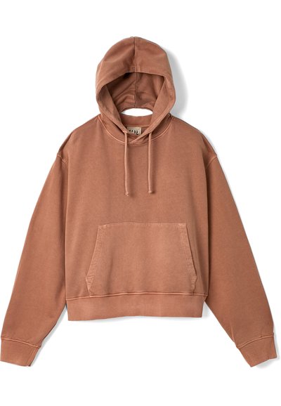 Bruid gekapte hoodie met een kangoeroe zak, capuchon met trekkoord en geribbelde manchetten. Gemaakt van zachte, gestructureerde stof voor comfort.