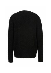 Schwarzer übergroßer Pullover mit weichem, strukturiertem Finish. Mit rundem Halsausschnitt und langen Ärmeln, entworfen für eine lässige Passform.