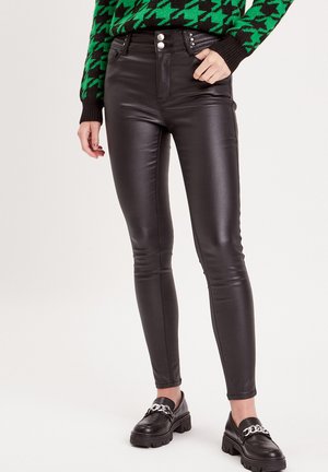 Trousers - denim noir enduit