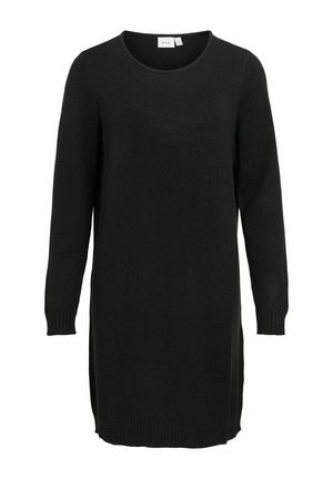 VILA, KNITTED DRESS VIRIL SHORT - Robe pull - black