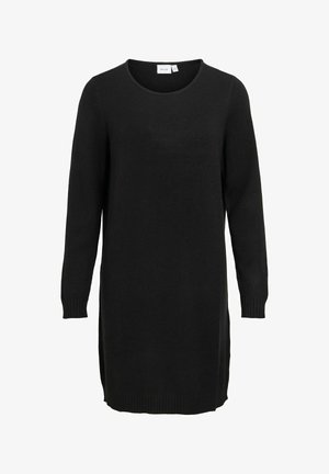 VILA, KNITTED DRESS VIRIL SHORT - Robe pull - black