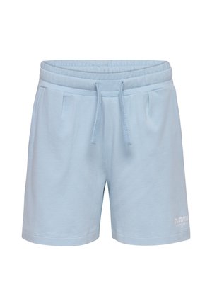 Lichtblauwe katoenen shorts met een elastische tailleband, een trekkoord en twee zijzakken. Verder voorzien van een klein wit logo rechtsonder.