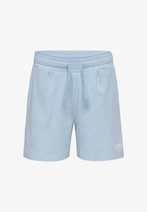 Lyseblå bomuldsshorts med elastisk talje, snoretræk og to sidelommer. Har et lille hvidt logo nederst til højre.