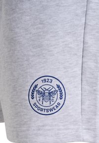 T-shirt de sport gris en coton, arborant un logo circulaire bleu avec une abeille, des accents de laurier et le texte « 1923 F.C. SPORTSWEAR. »